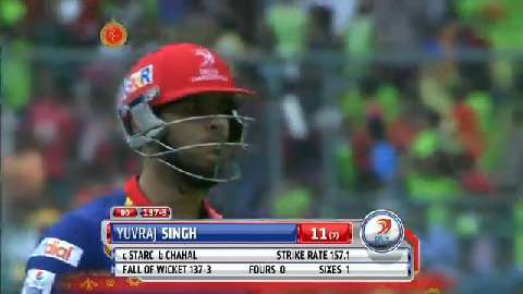 M55: RCB vs DD – Yuvraj Singh Wicket