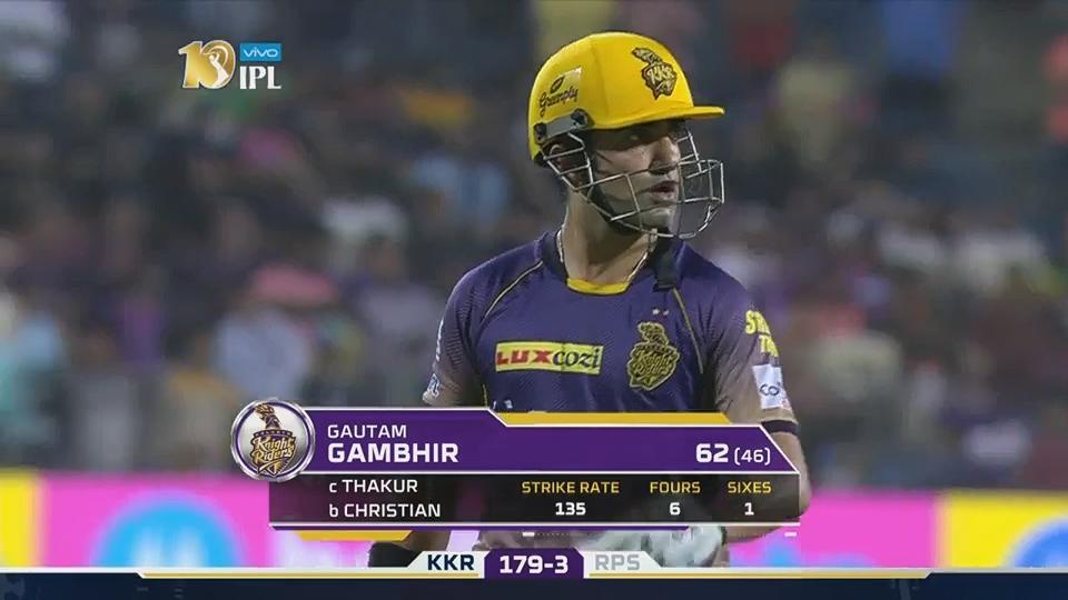 M30: RPS vs KKR – Gautam Gambhir Wicket