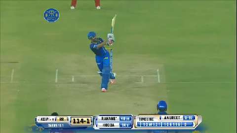M18: RR vs KXIP – Ajinkya Rahane Six