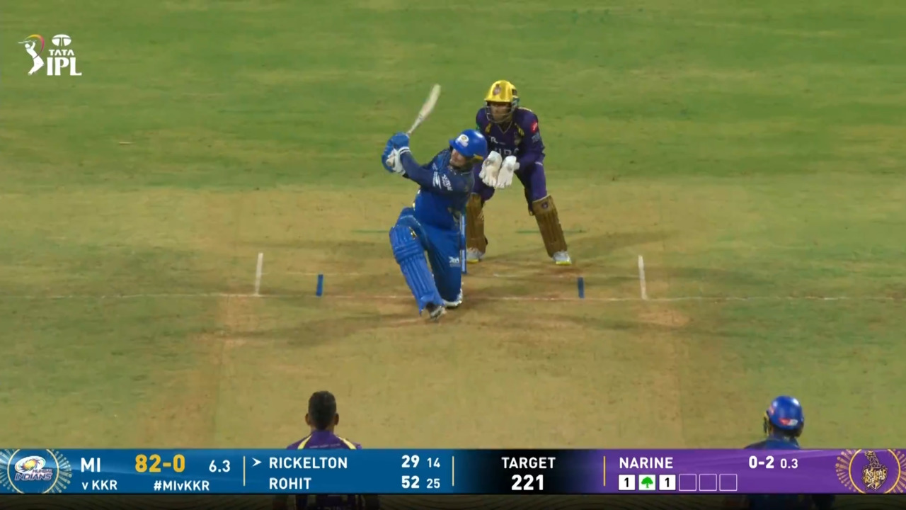 IPL 2026 M02: MI vs KKR - Ryan Rickelton Six
