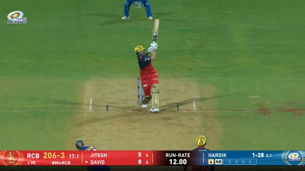 IPL 2026 M20: MI vs RCB - Tim David Six