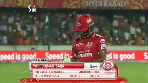 M48: SRH vs KXIP – Wriddhiman Saha Wicket