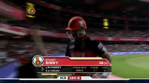 M30: RCB vs KKR – Stuart Binny Wicket