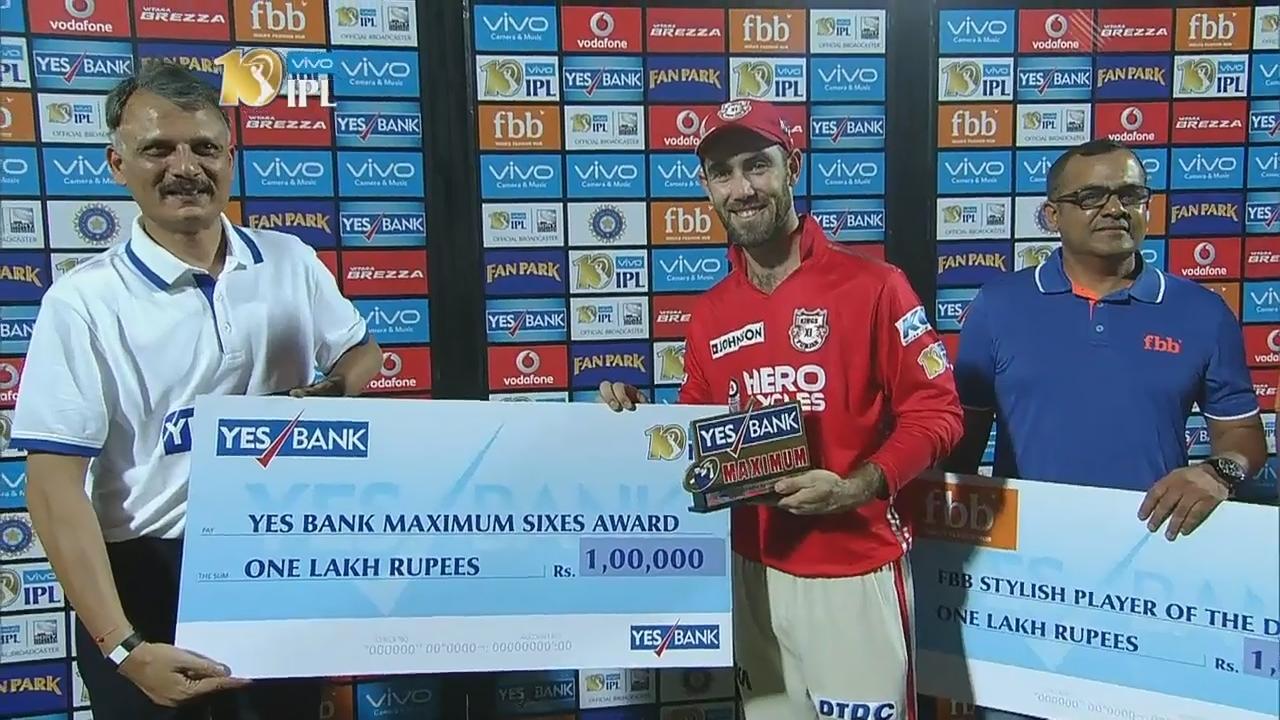 M26: GL vs KXIP – YES Bank Maximum Sixes – Glenn Maxwell