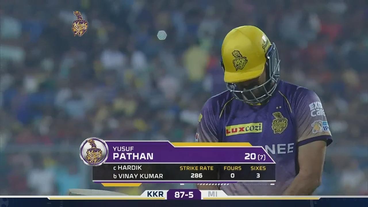 M54: KKR vs MI – Yusuf Pathan Wicket