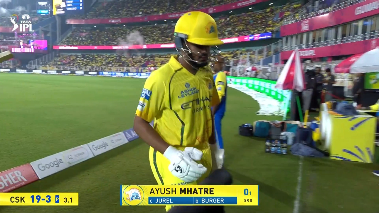 IPL 2026 M03: RR vs CSK - Ayush Mhatre Wicket