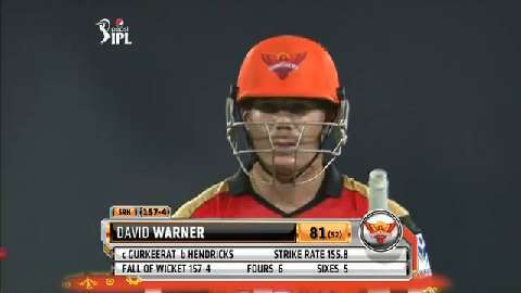 M48: SRH vs KXIP – David Warner Wicket background