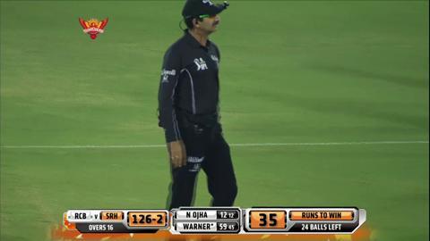 M46: SRH vs RCB – David Warner Wicket