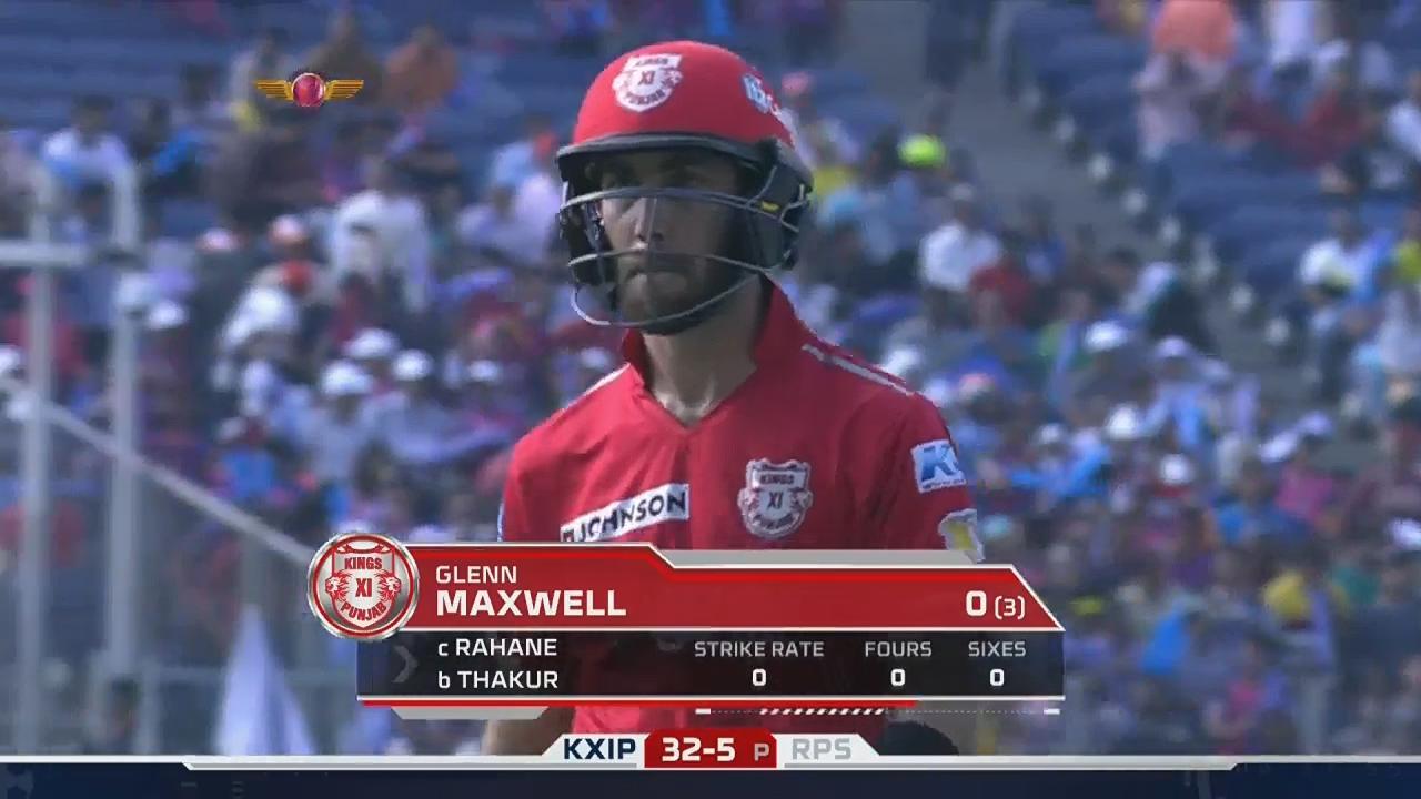 M55: RPS vs KXIP – Glenn Maxwell Wicket