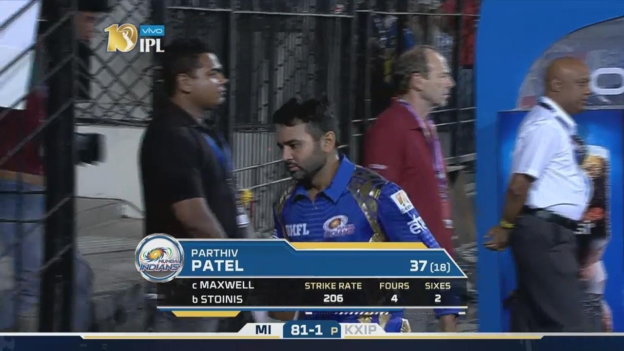 M22: KXIP vs MI – Parthiv Patel Wicket