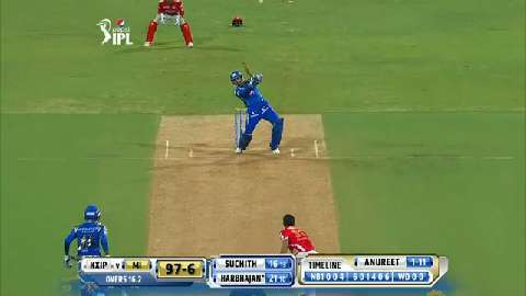 M7: MI vs KXIP – Harbhajan Singh Six background