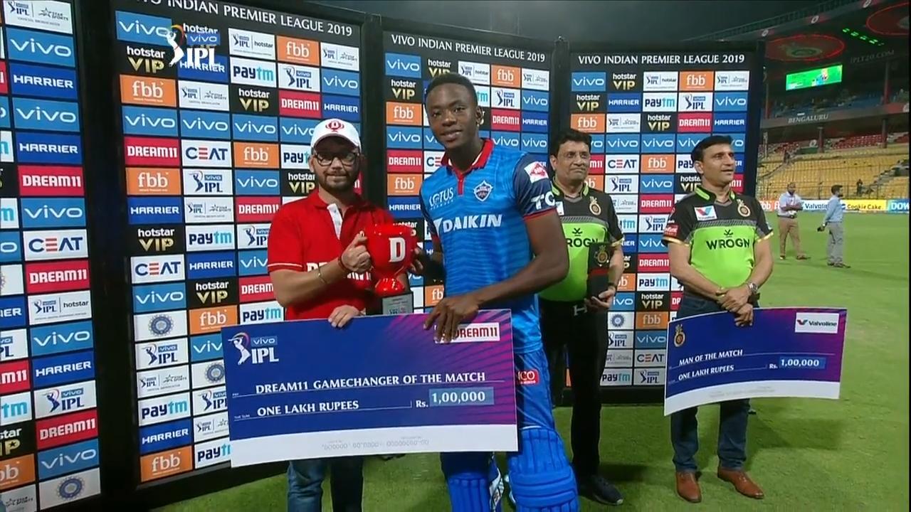 M20: RCB vs DC – Dream11 GameChanger of the Match – Kagiso Rabada