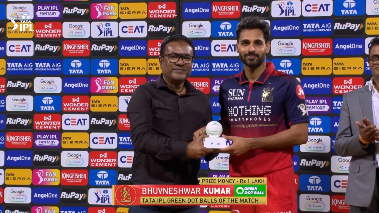IPL 2026 M11: RCB vs CSK - TATA IPL Green Dot Balls of the Match - Bhuvneshwar Kumar