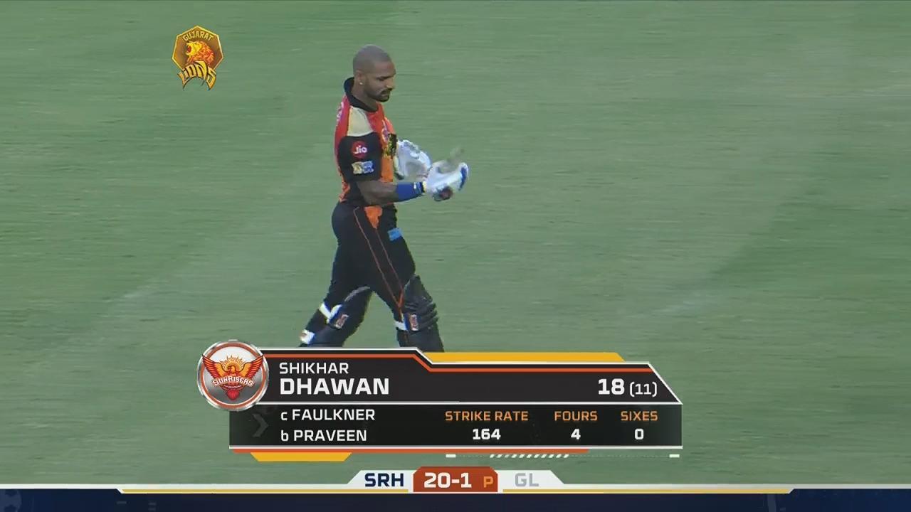 M53: GL vs SRH – Shikhar Dhawan Wicket