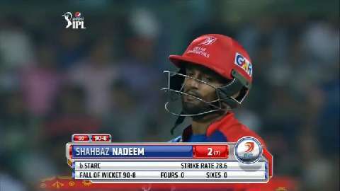 M26: DD vs RCB – Shahbaz Nadeem Wicket background
