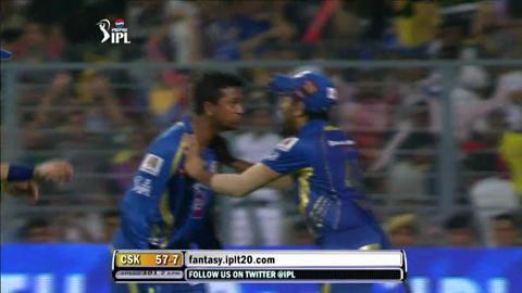 M76: CSK vs MI – Albie Morkel Wicket background
