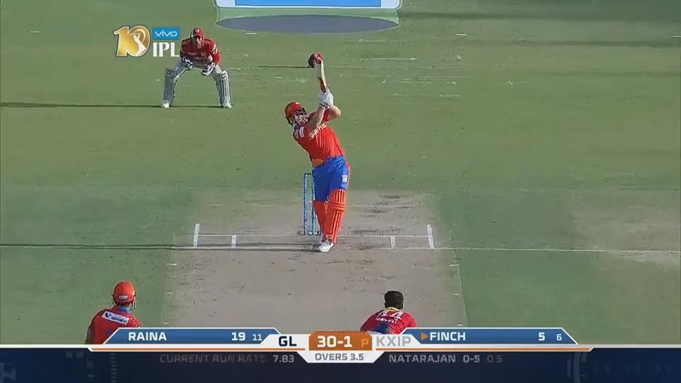 M26: GL vs KXIP – Aaron Finch Six background