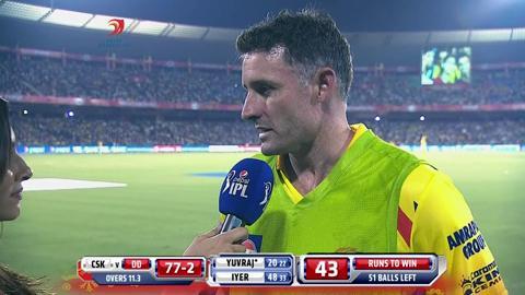 M49: DD vs CSK – Michael Hussey Interview background
