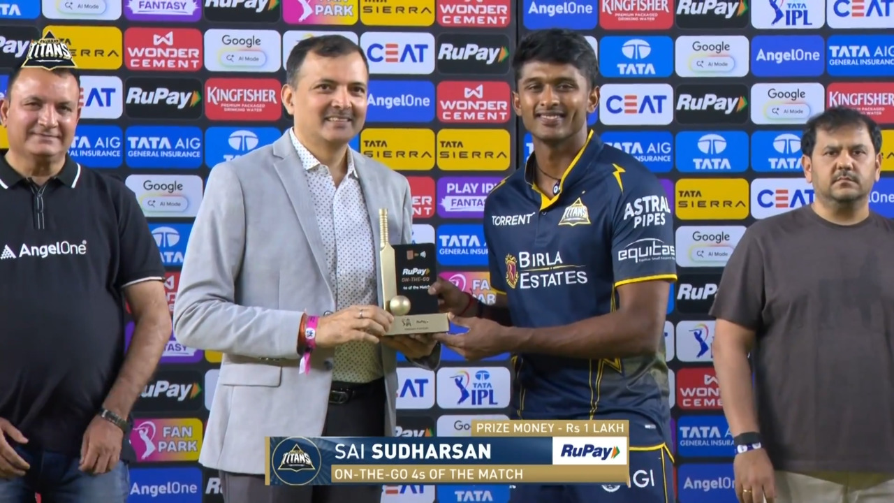 IPL 2026 M09: GT vs RR - RuPay On-The-Go 4s of the Match - Sai Sudharsan