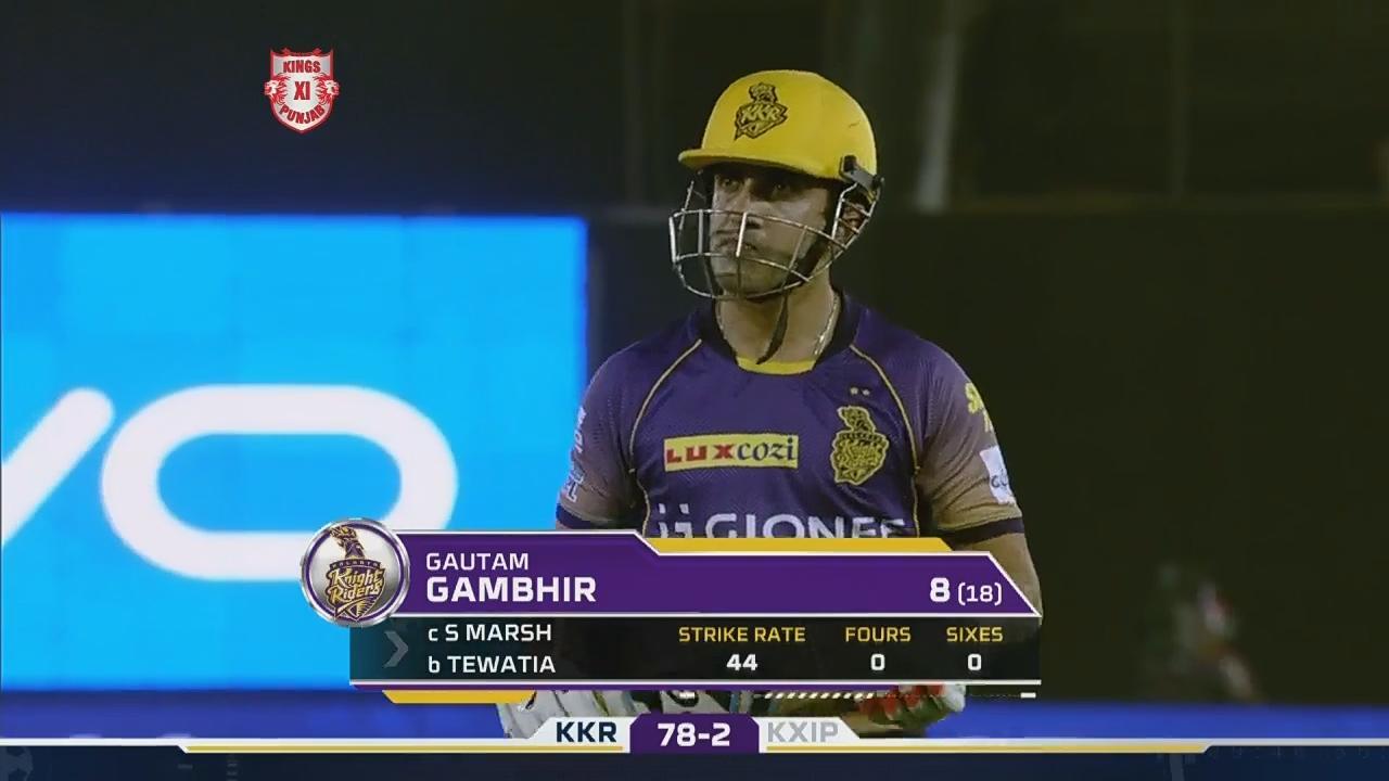 M49: KXIP vs KKR – Gautam Gambhir Wicket