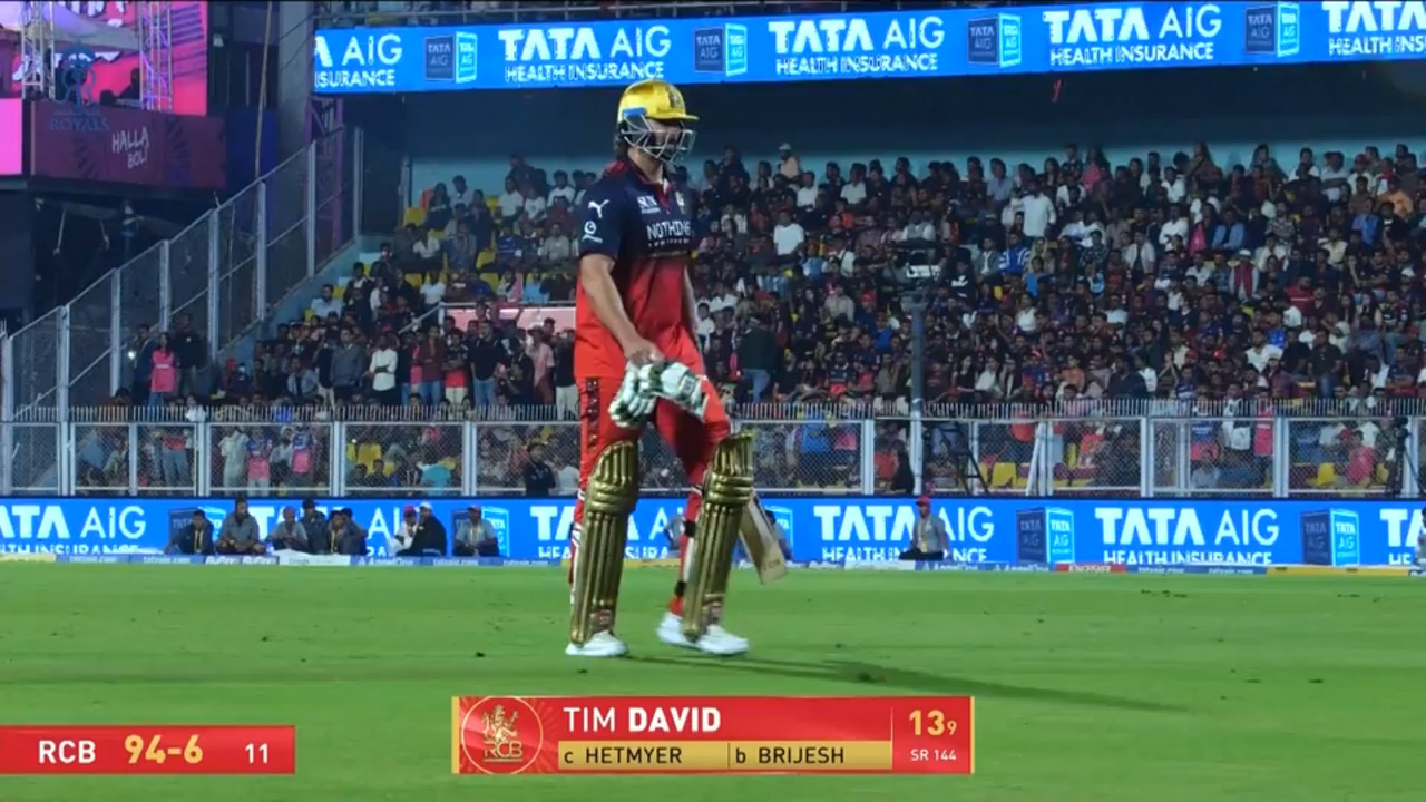 IPL 2026 M16: RR vs RCB - Tim David Wicket