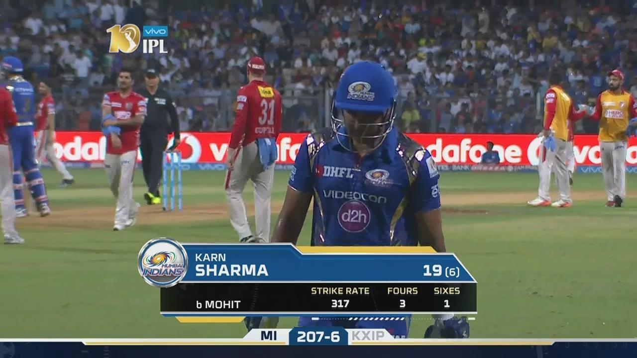 M51: MI vs KXIP – Karn Sharma Wicket