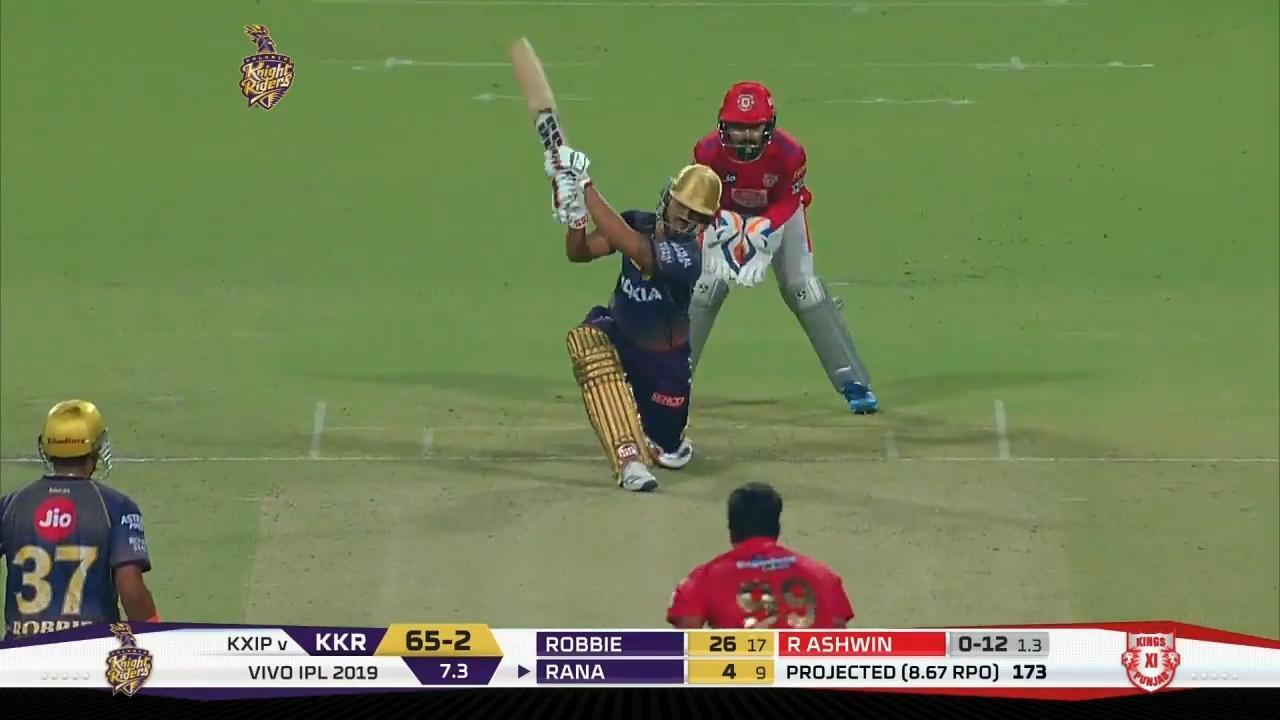 M06: KKR vs KXIP – Nitish Rana Six background