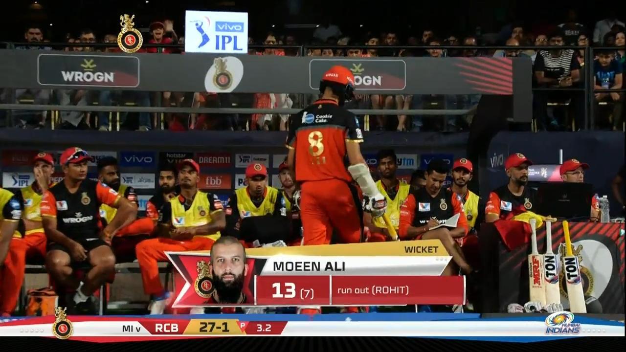 M07: RCB vs MI – Moeen Ali Wicket