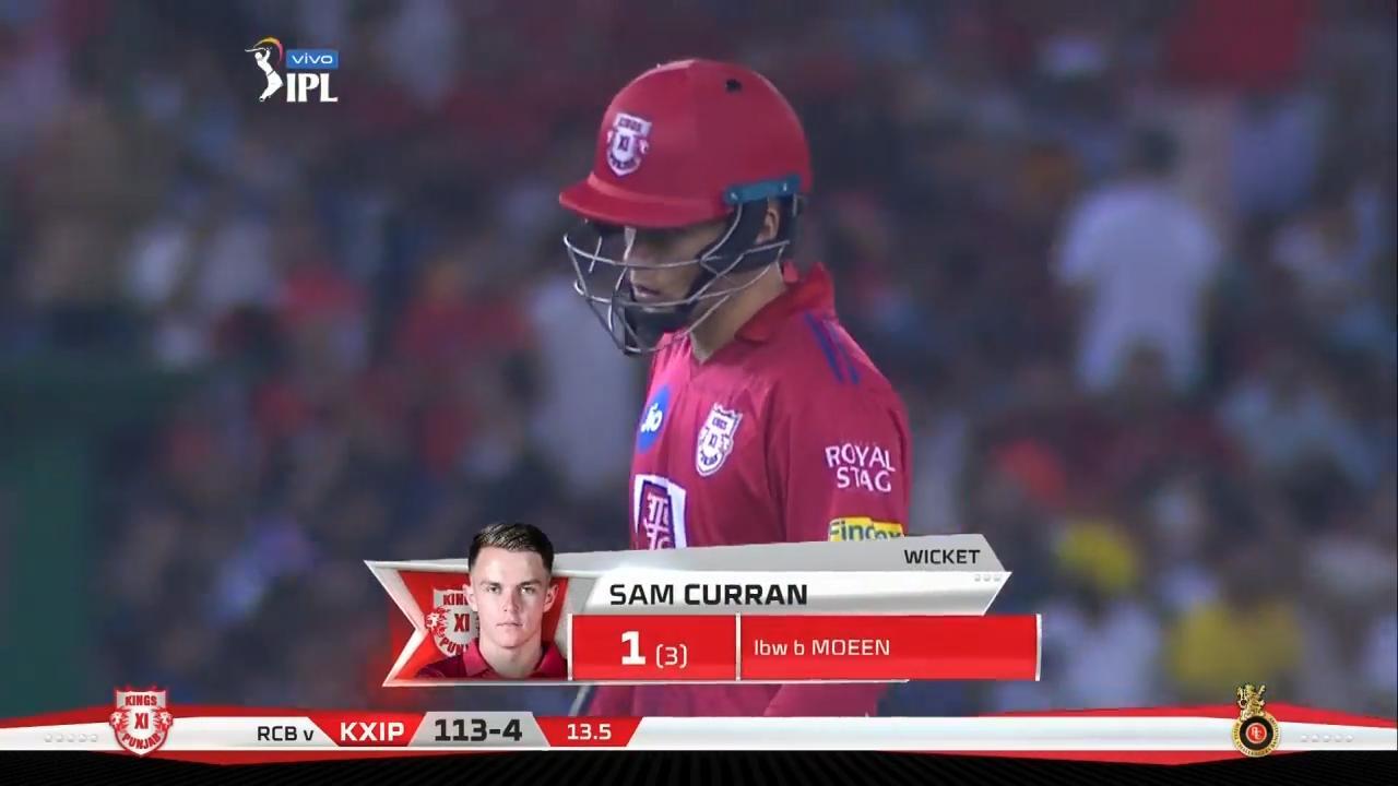 M28: KXIP vs RCB – Sam Curran Wicket