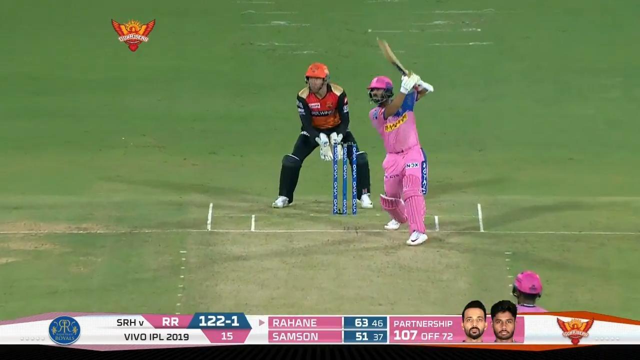 M08: SRH vs RR – Ajinkya Rahane Six