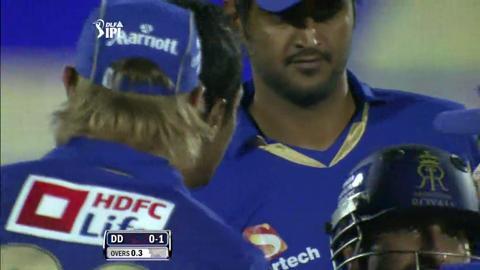Match 43 RR vs DD – Jayawardene's Wicket