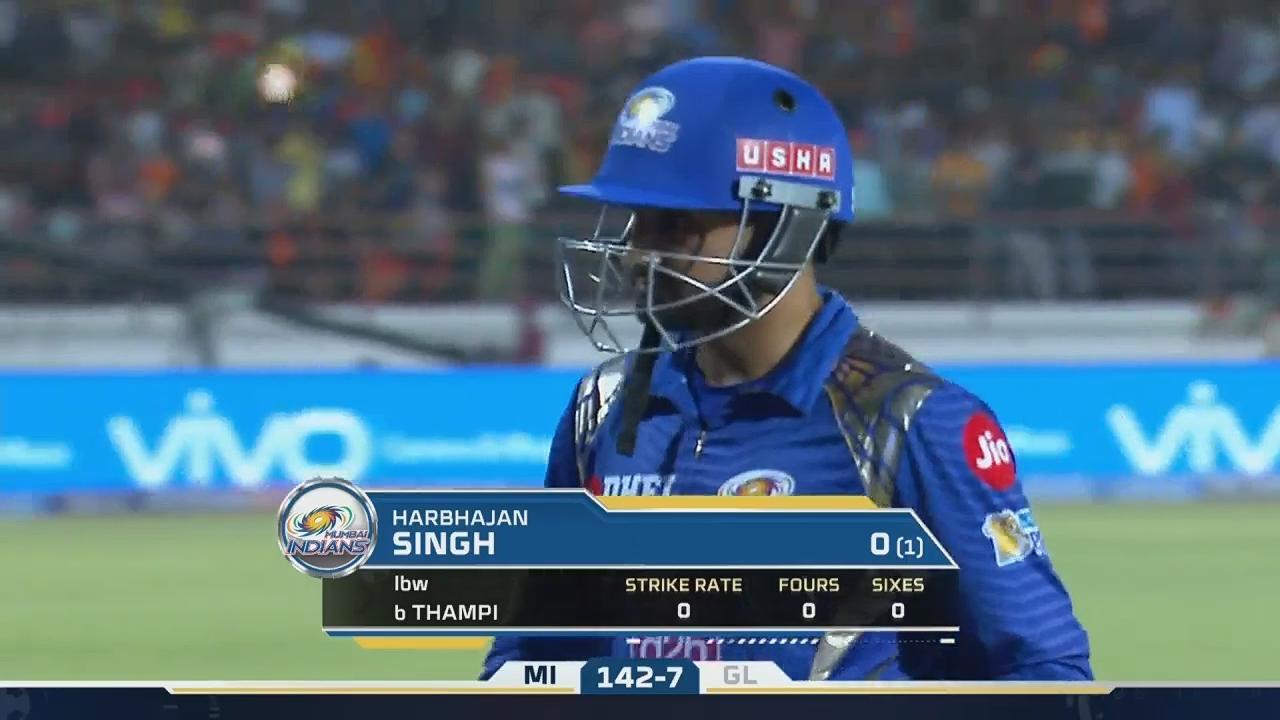 M35: GL vs MI – Harbhajan Singh Wicket