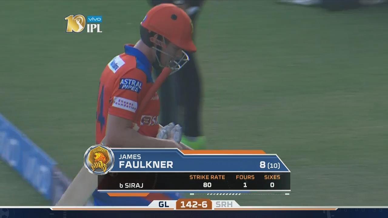 M53: GL vs SRH – James Faulkner Wicket