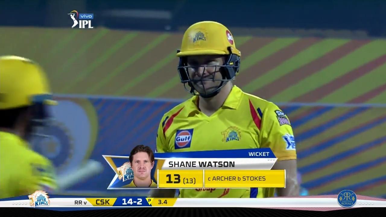 M12: CSK vs RR – Shane Watson Wicket