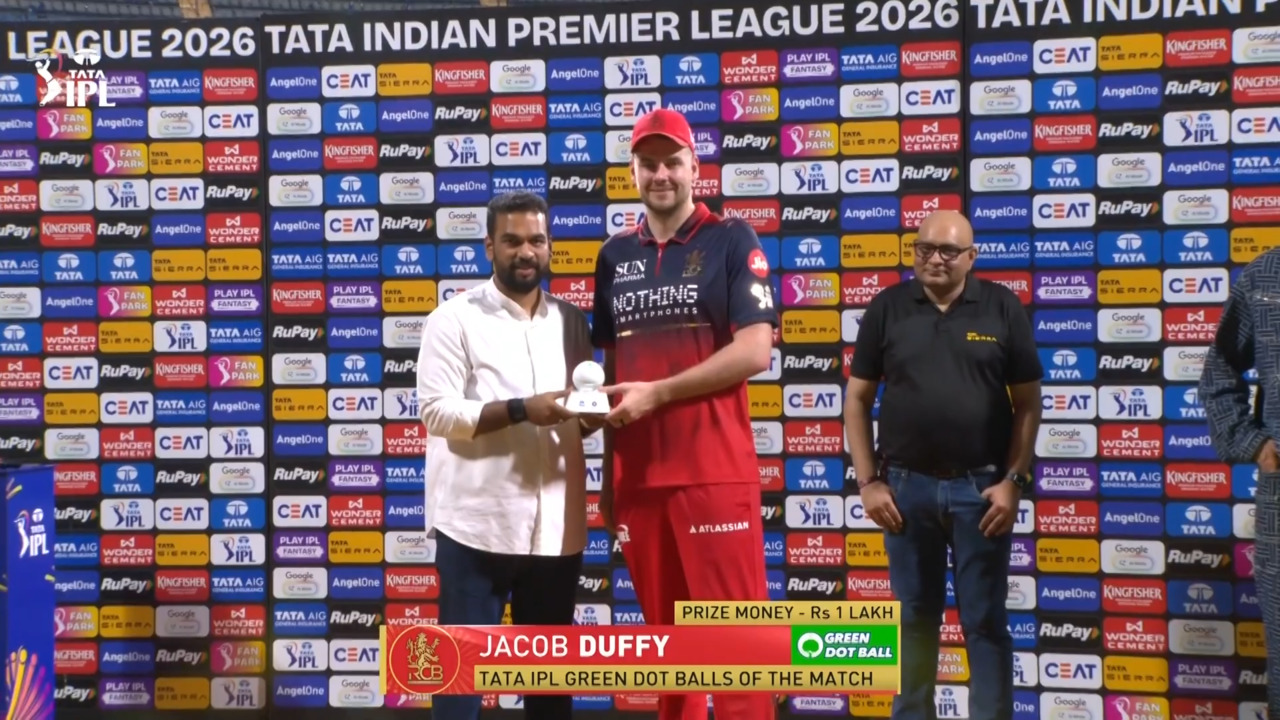 IPL 2026 M20: MI vs RCB - TATA IPL Green Dot Balls of the Match - Jacob Duffy