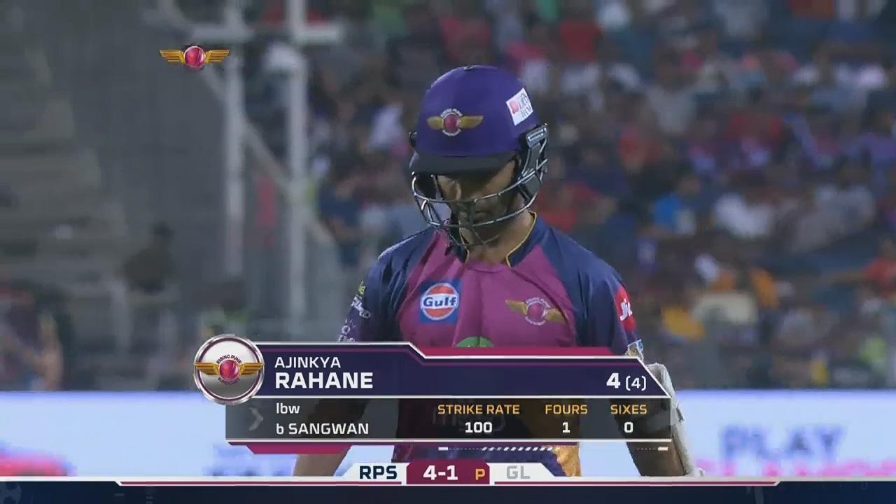 M39: RPS vs GL – Ajinkya Rahane Wicket