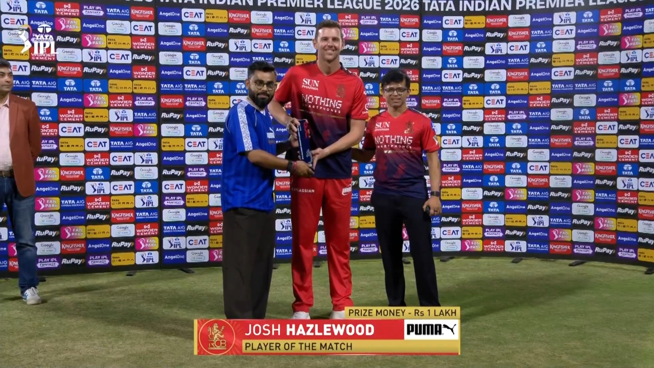 IPL 2026 M23: RCB vs LSG - Player of the Match - Josh Hazlewood