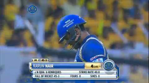 M41: RR vs SRH – Karun Nair Wicket