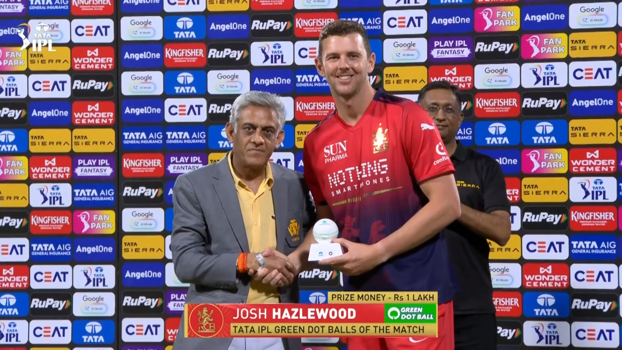 IPL 2026 M23: RCB vs LSG - TATA IPL Green Dot Balls of the Match - Josh Hazlewood