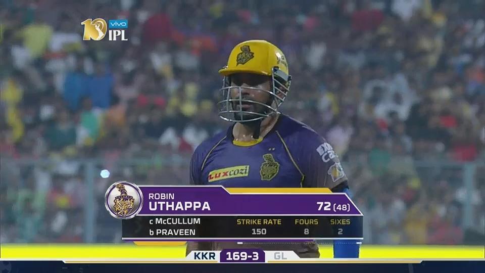 M23: KKR vs GL – Robin Uthappa Wicket
