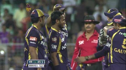Match 15 KKR vs RR – Rahane's Wicket