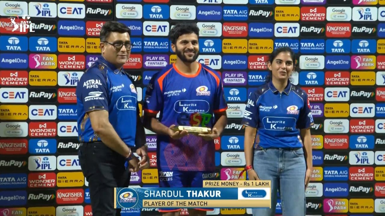 IPL 2026 M02: MI vs KKR - Player of the Match - Shardul Thakur