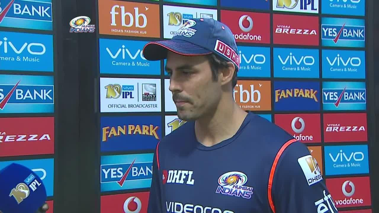M28: MI vs RPS – Mitchell Johnson Interview background