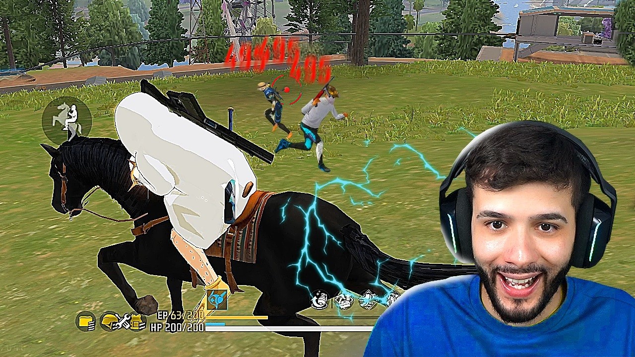 USEI O CAVALO DO FREE FIRE PELA PRIMEIRA VEZ E FIZ HIGHLIGHTS!