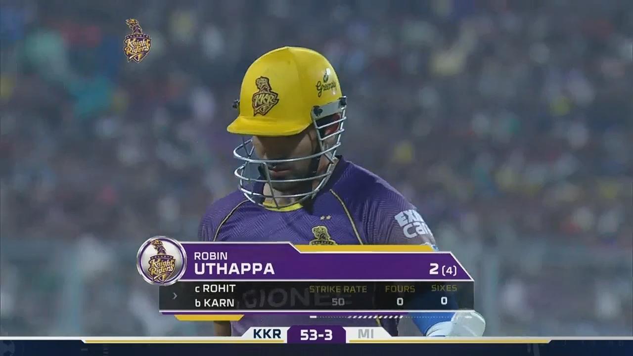 M54: KKR vs MI – Robin Uthappa Wicket