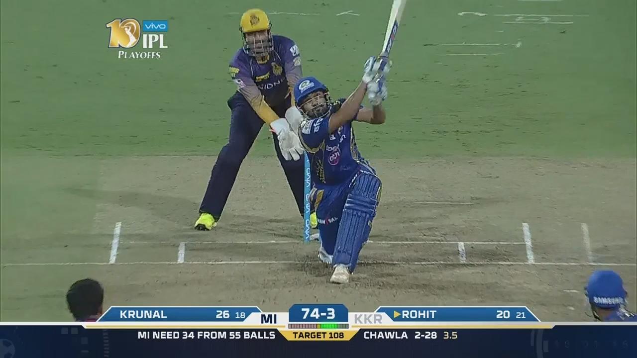 Q2: MI vs KKR – Rohit Sharma Six