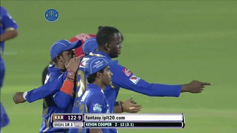 M8: RR vs KKR – Eoin Morgan Wicket background