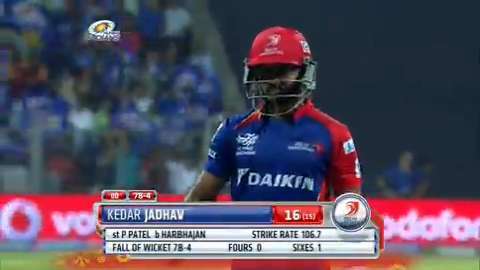 M39: MI vs DD – Kedar Jadhav Wicket background