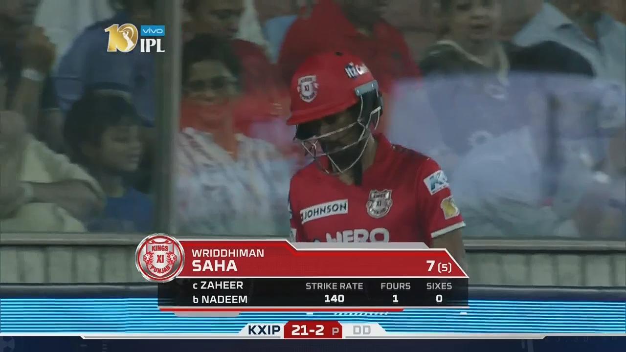 M15: DD vs KXIP – Wriddhiman Saha Wicket