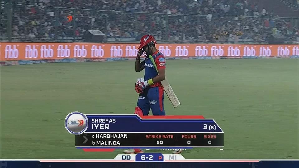 M45: DD vs MI – Shreyas Iyer Wicket background